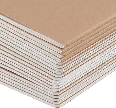 PINGEUI 50 Pack A5 Kraft Notebooks, Kraft Notepad with Stitched Binding, Blank Notebook 72 Pages Bulk for Office School Use