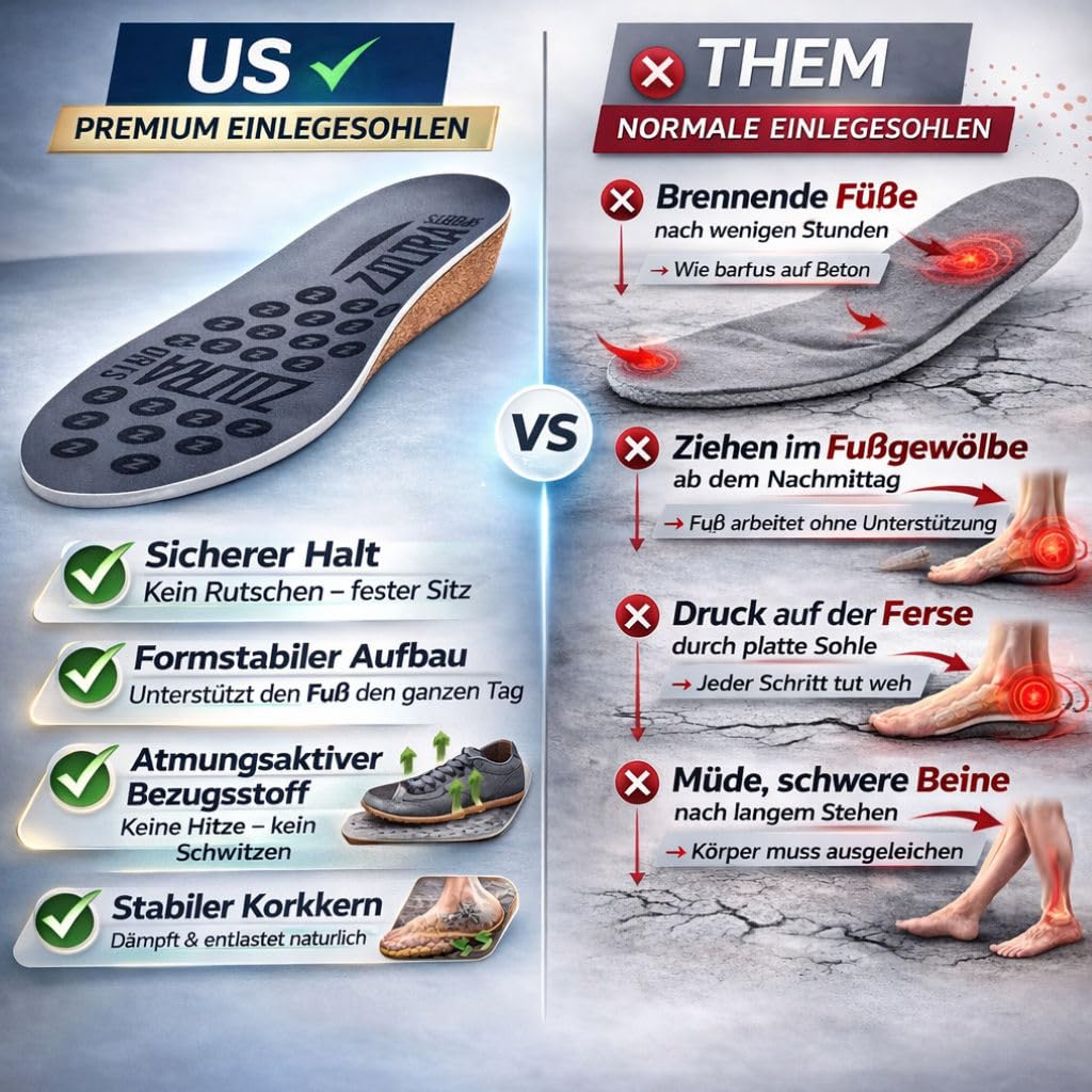 Einlegesohlen – Schuheinlagen für Damen und Herren – Schuhsohlen Einlagen für Arbeitsschuhe, Sneaker & Stiefel – Weiche Sohlen für Schuhe gegen Schweißfüße – Rutschfeste Einlage (42-44) - 3