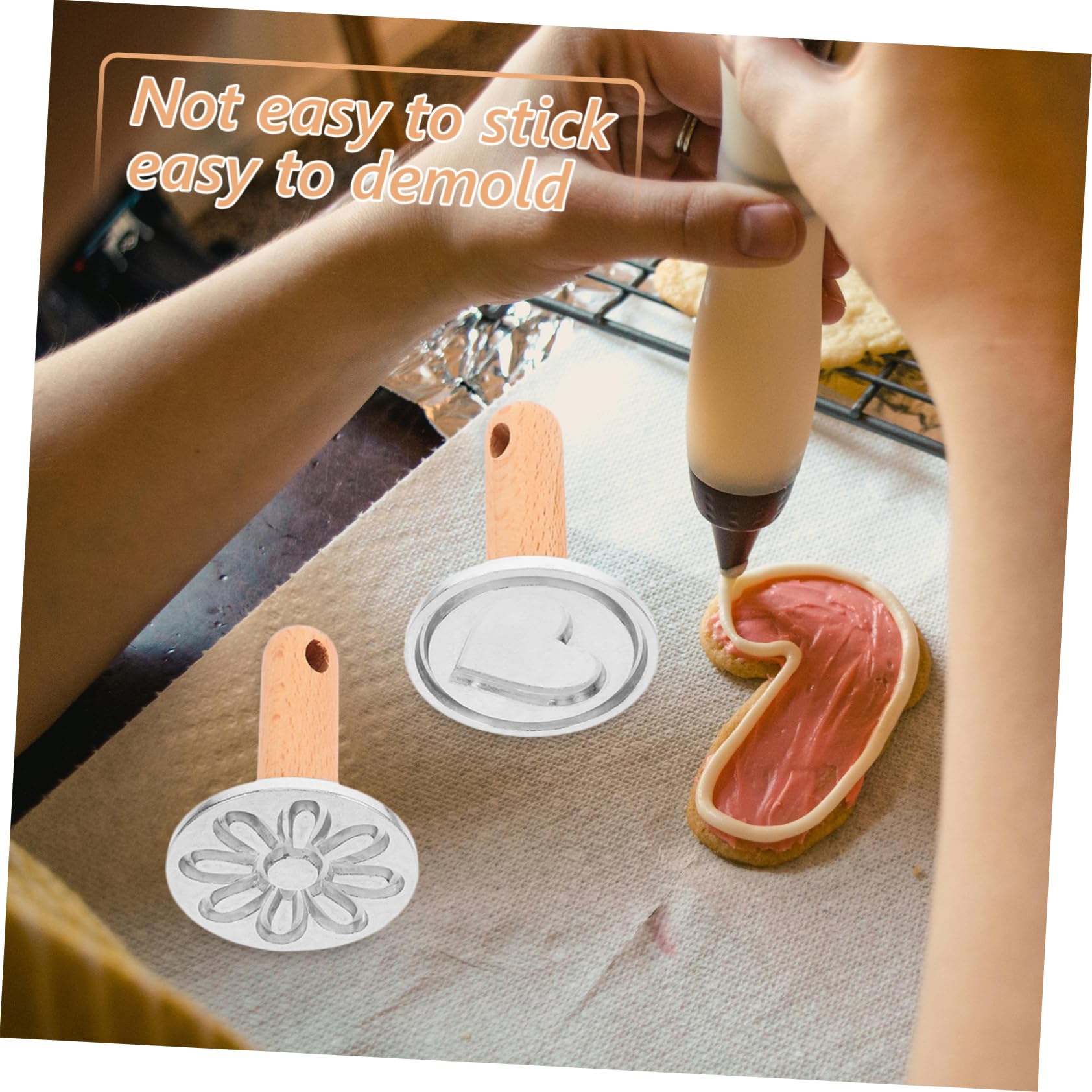 MAGICLULU Lot De 4 Moules À Biscuits Réutilisables À Motif Cœur Et Fleur 2 Pièces X 4