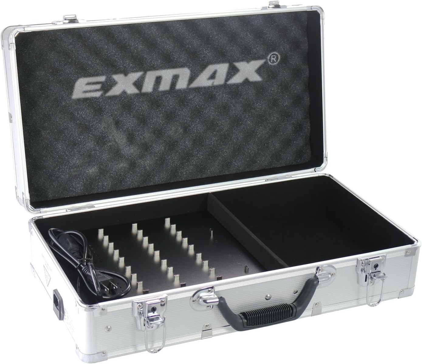 EXMAX Aluminum Alloy 32 Type-C Charging Storage Case, Portable Charging Station for Museum Docents, Tour Guides, Conference Interpreters, Fits EXD-6882 EX-318 ATG-100T PLUS(32 Type-c Slots)