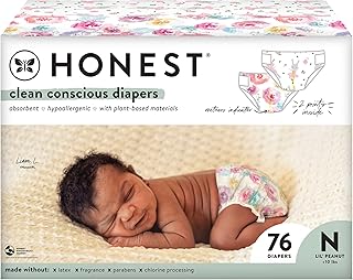 The Honest Company, Club Box, Clean Conscious Diapers, Rose Blossom + Tutu Cute, Size 0 Newborn, 76 Count