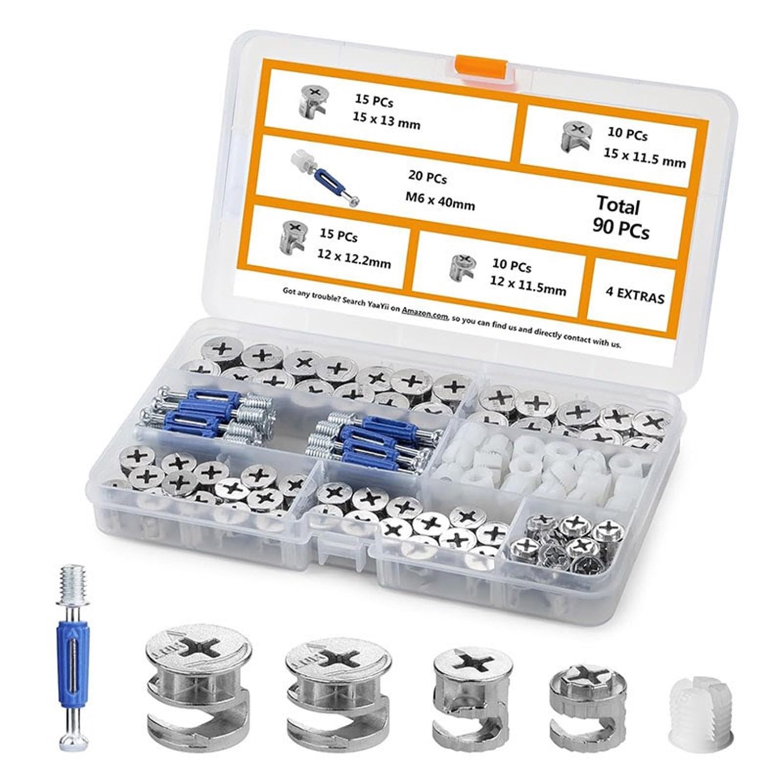 90 Pcs 3 in 1 Connector Furniture Screw Eccentric Wheel Connection Fitting Bolt Cam Connector Hardware Furniture Fastener Hardware