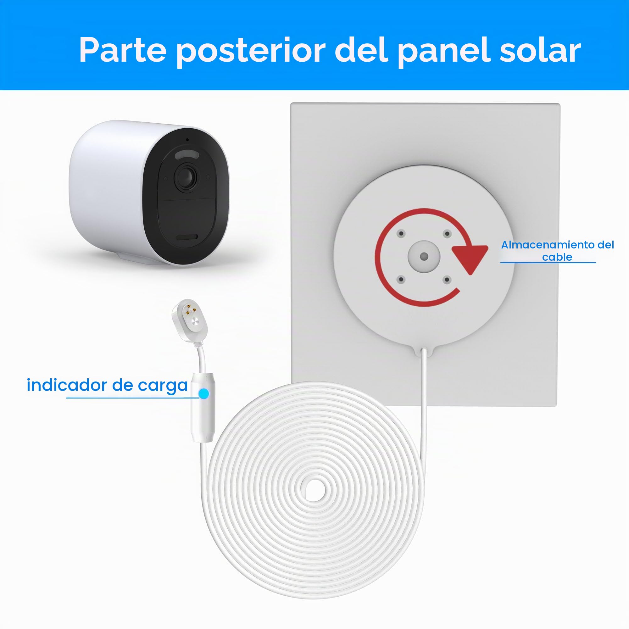 Actualizado, con advertencia de carga luz respiratoria. Panel solar de 6 W compatible con cámaras Arlo Ultra, Ultra2/2XL, Pro3/4/4X/5, GO2, Floodlight, fácil instalación, IP66 resistente al agua, 4 m