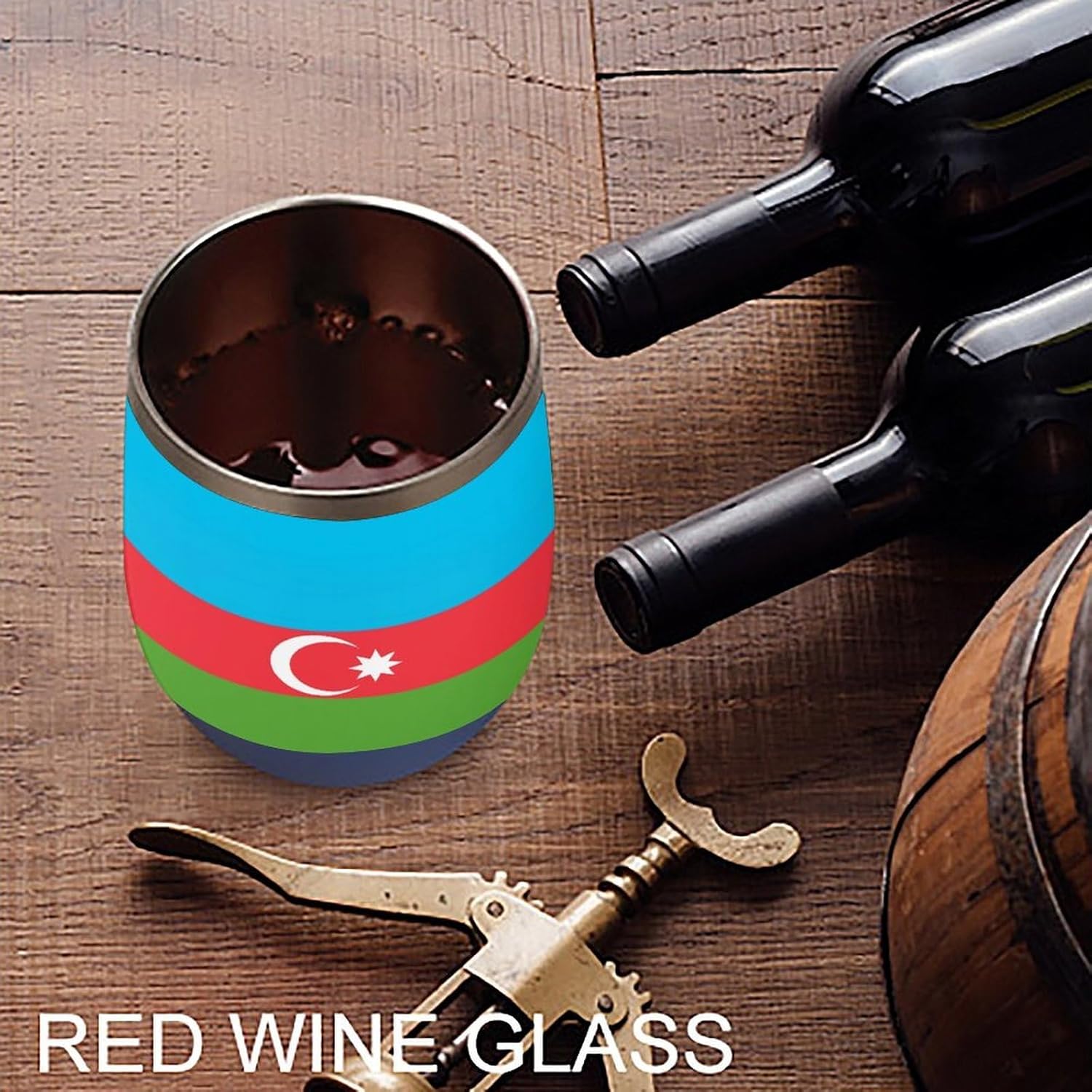 Flag of Azerbaijan Insulated Drinking Cup Stainless Steel Coffee Mug Wine Tumbler with Lid 12OZ