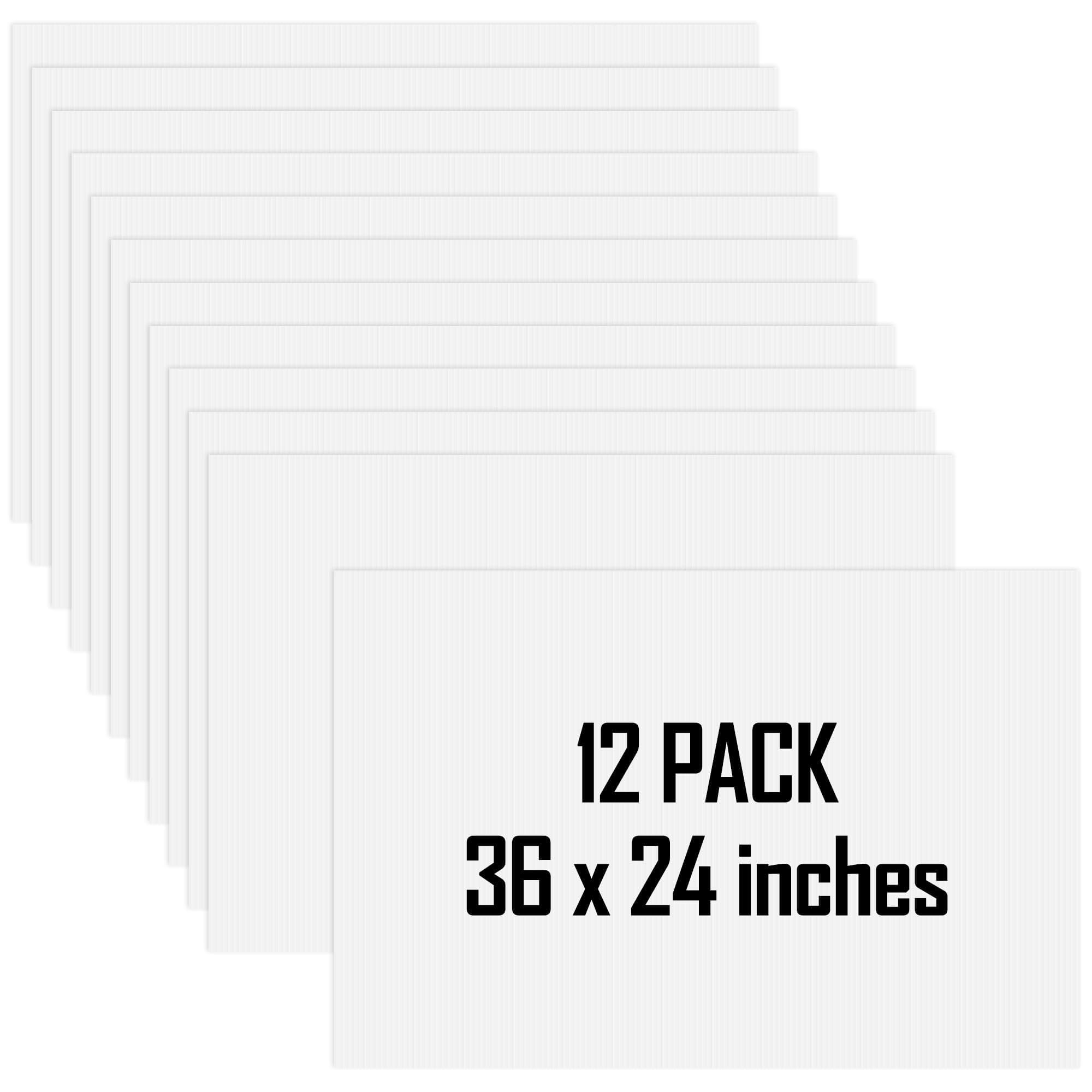 Paquete de 12 letreros de plástico corrugado de 24 x 36 pulgadas en blanco de doble cara para patio, letreros gruesos e impermeables para césped, para interiores y exteriores, garaje, venta