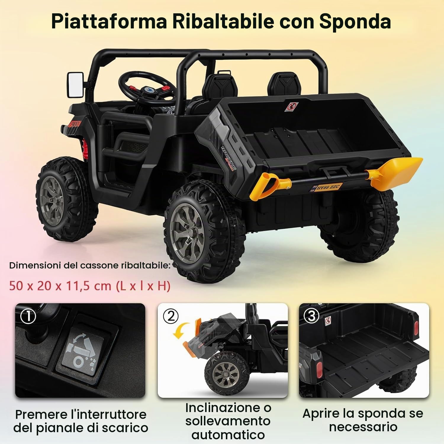 GOPLUS Auto Elettrica Bambini 2 Posti con Telecomando 2,4G, Trattore Elettrico Bambini 12V con Avvio Lento Musica Integrata, Carica 50KG 3-8 Anni (nero)