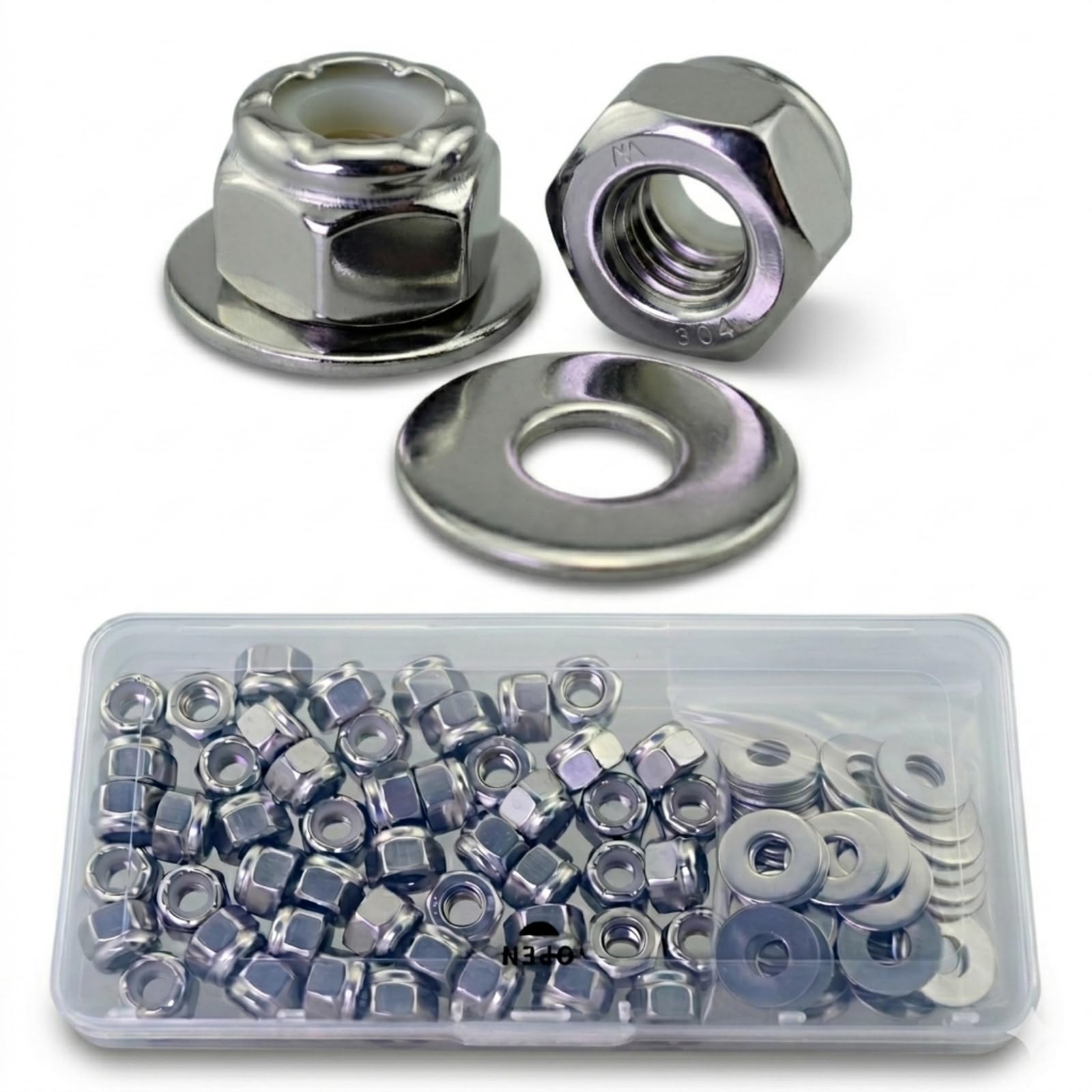 1/4-20 Stainless Steel Locknuts – 25-Pack, 304 Grade, Rust-Resistant, For Home & Professional Use