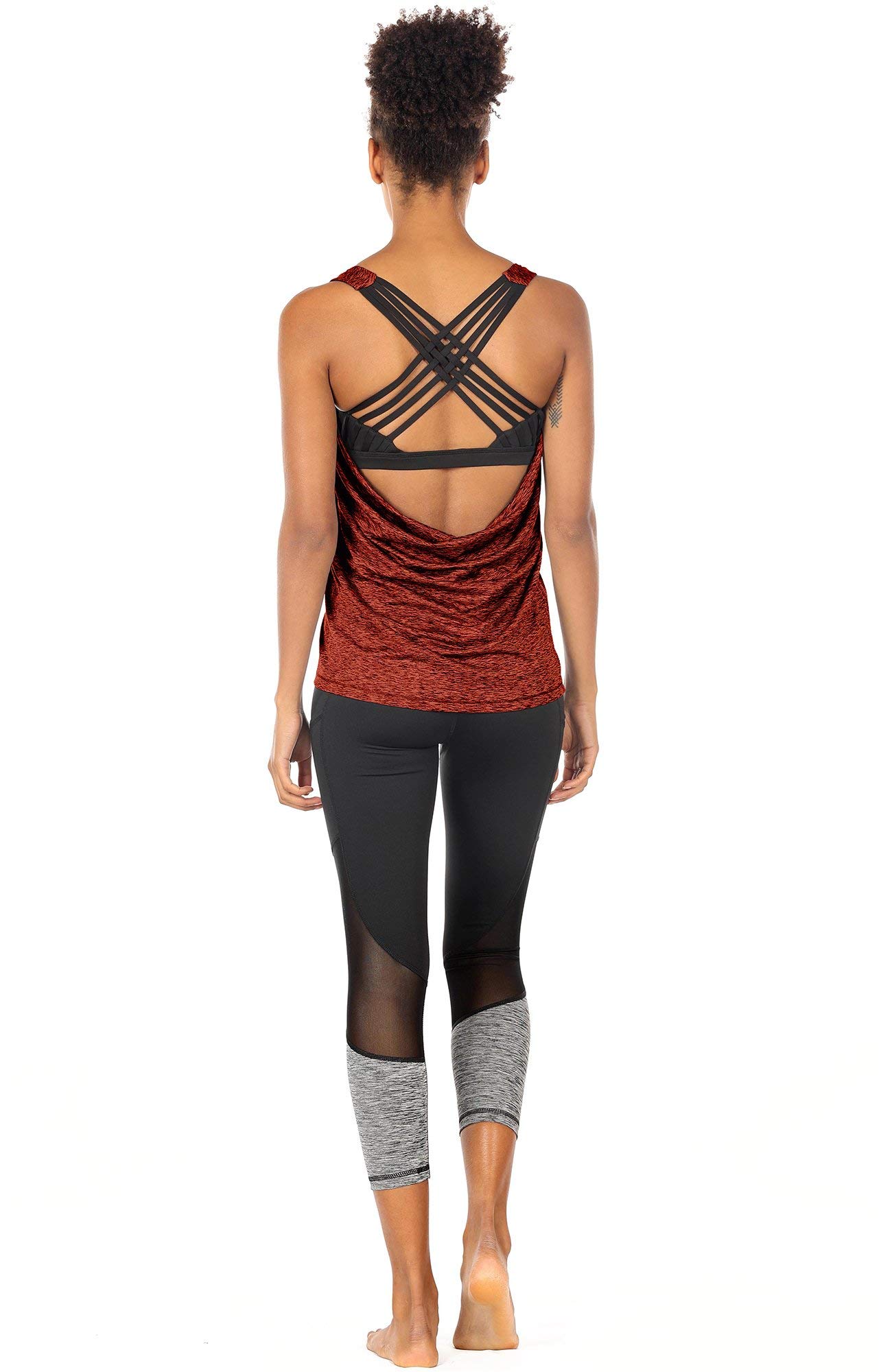icyzone Femme Débardeur de Sport 2 en 1 - Débardeur sans Manches avec Soutien-Gorge intégré, Fitness Yoga Tank Top