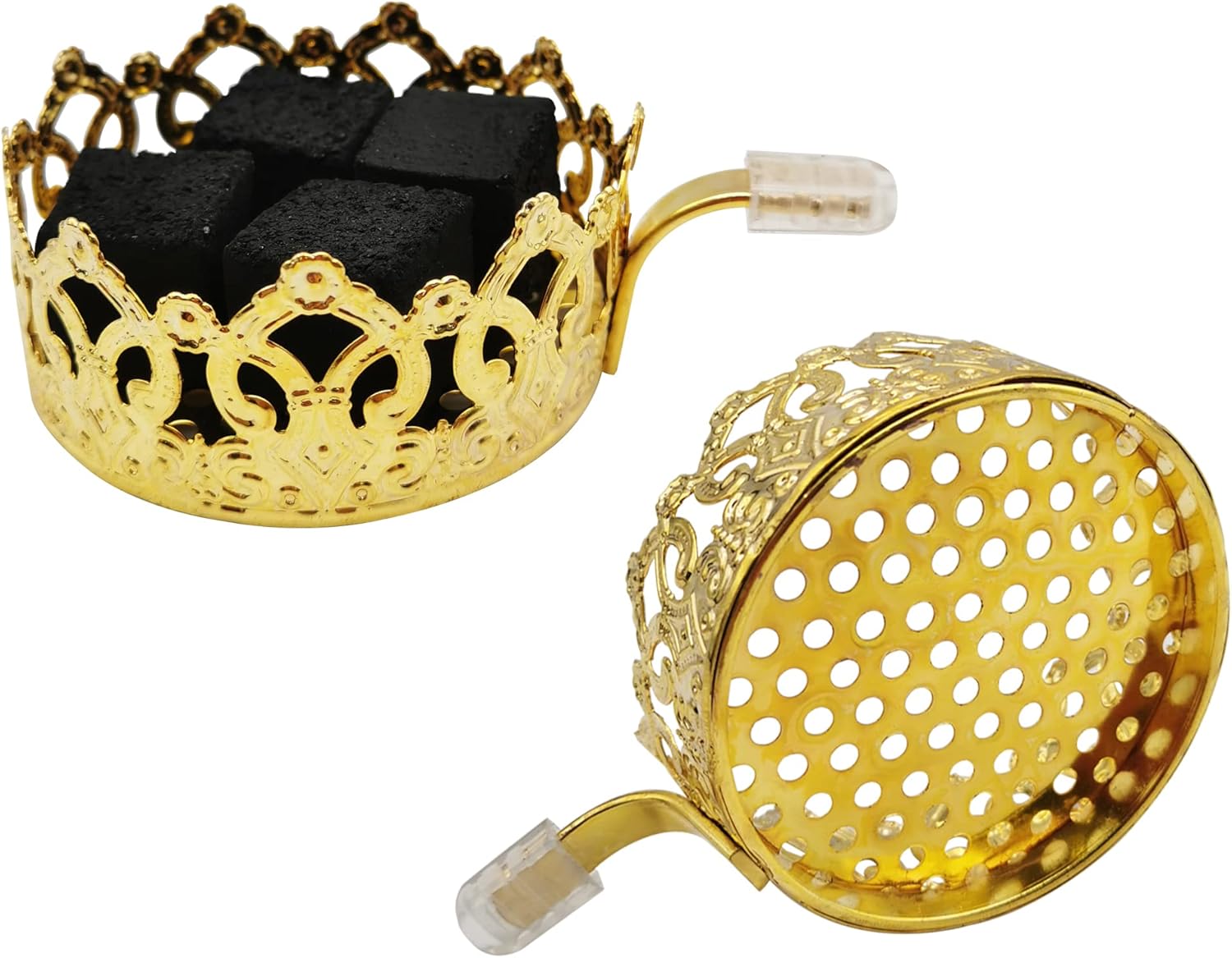 Hookah Charcoal Holder KKDUCK Reusable Metal Hookah Coal Heater for SHIAHA Accessories Hookah Heat Management System Crown Style (Gold)