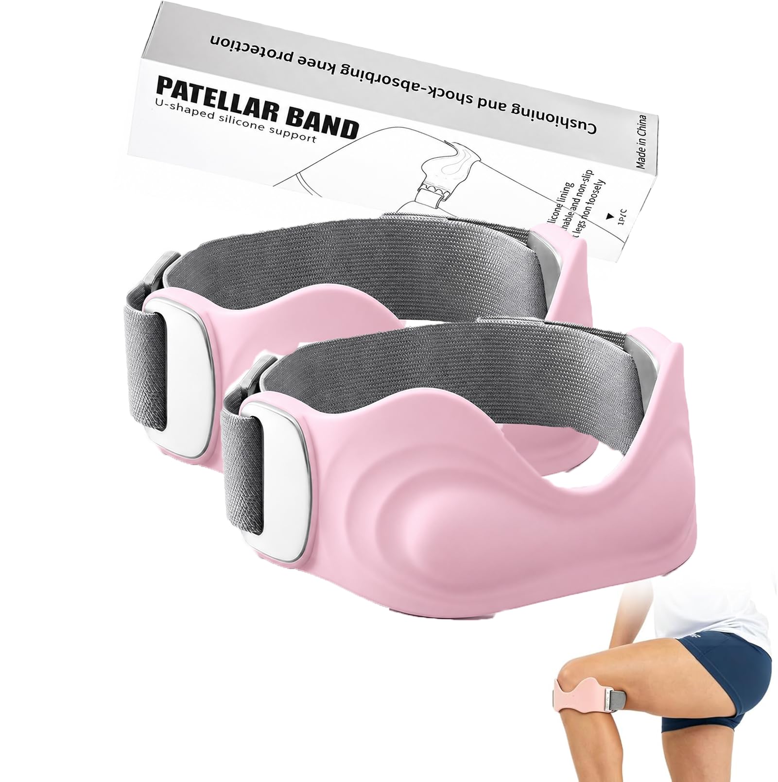 StrydePrecision Strap – 2026 New Stryde Knee Strap, Patella Tendon Knee Strap & Knee Support Silicone Lock-Point Pad, Stays Put Through Every Rep, One size, Adjustable, Fits All (2PCS-B)