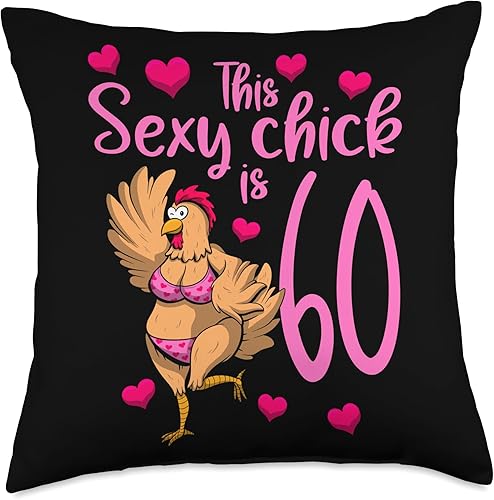 Miniatura 5 de 60 Year Old Funny Birthday Gifts For Women Almohada de cumpleaños para mujer sexy Chick is 60 años para niñas 16 x 16 pulgadas multicolor