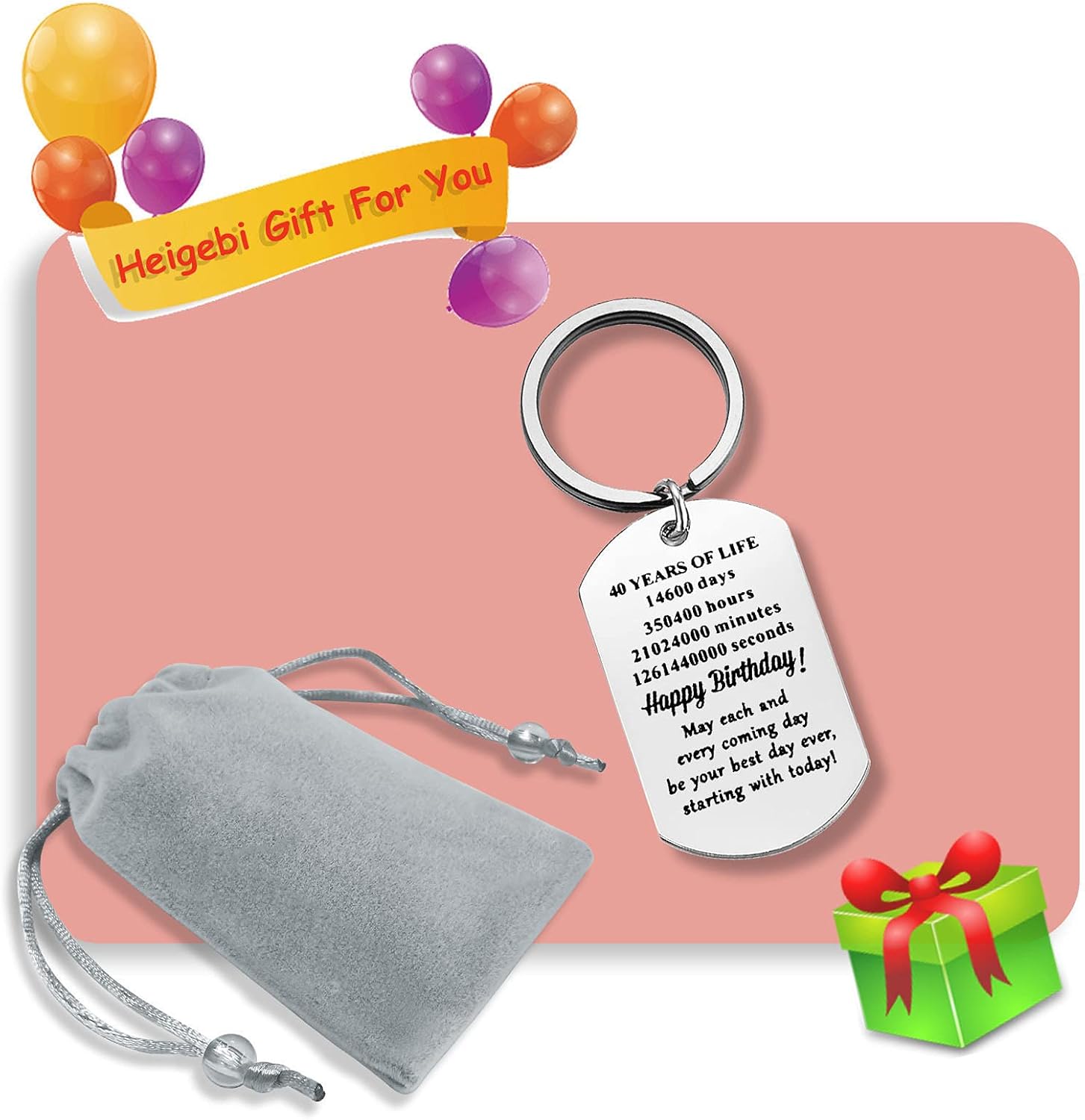 Miniatura 2 de Llavero de feliz cumpleaños de 40 años, para mujeres y hombres, regalos de feliz cumpleaños para él, regalo de cumpleaños, idea de recuerdo, mamá,