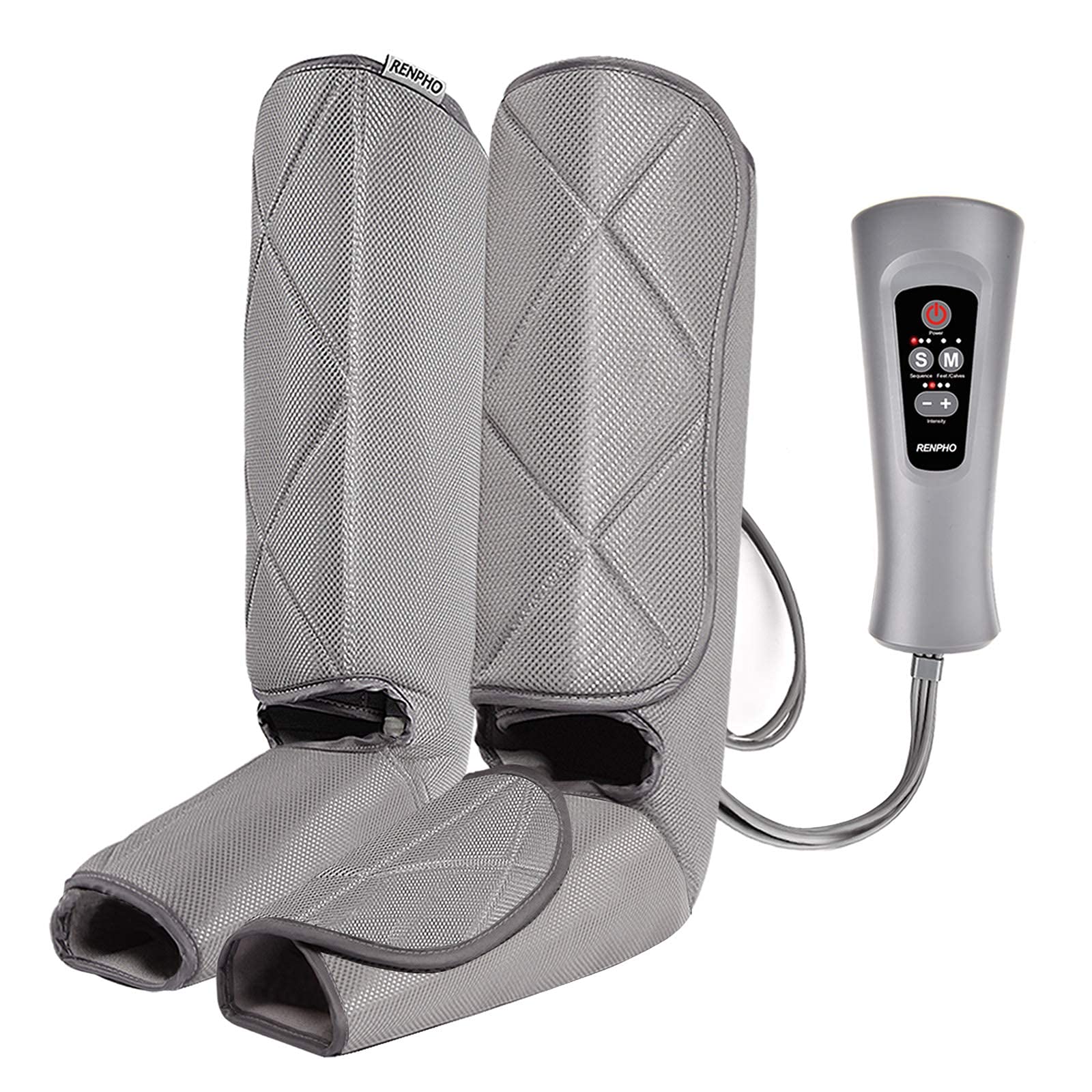 Air Machine for Circulation and Relaxation of Muscles, Foot and Calf Massager with 5 Modes, 4 Intensities and Handheld Controller, Oversized Leg Wraps for Home, Office and Travel