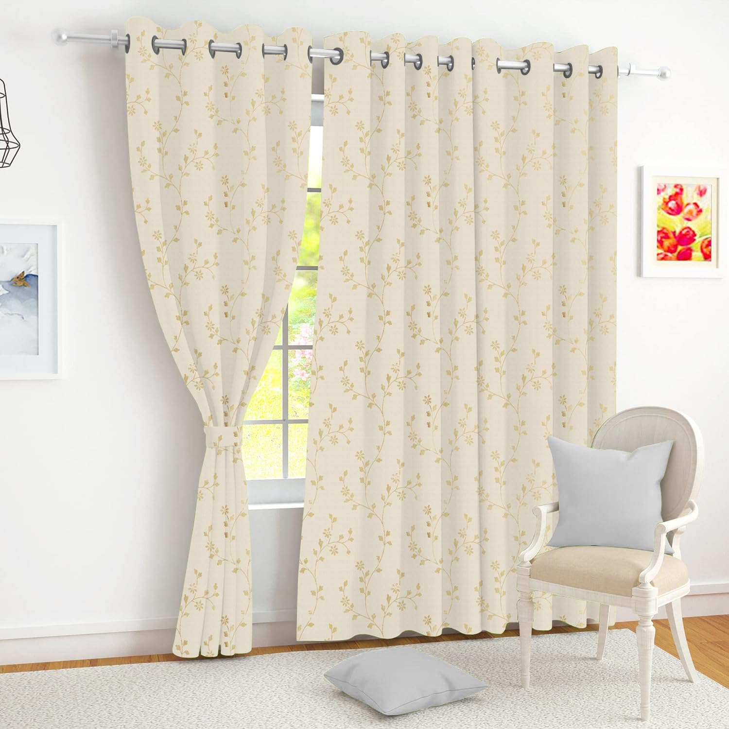 BSB HOME Premium Foil Leaf Print Velvet Fabric Tree Design Room Darkening Door Curtains 7 feet Long Set of 2 for Living Room | Offices| Hall and Bedroom - 4ft x 7ft, Off White (B0CXXJSSG2) Amazon Price History, Amazon Price Tracker