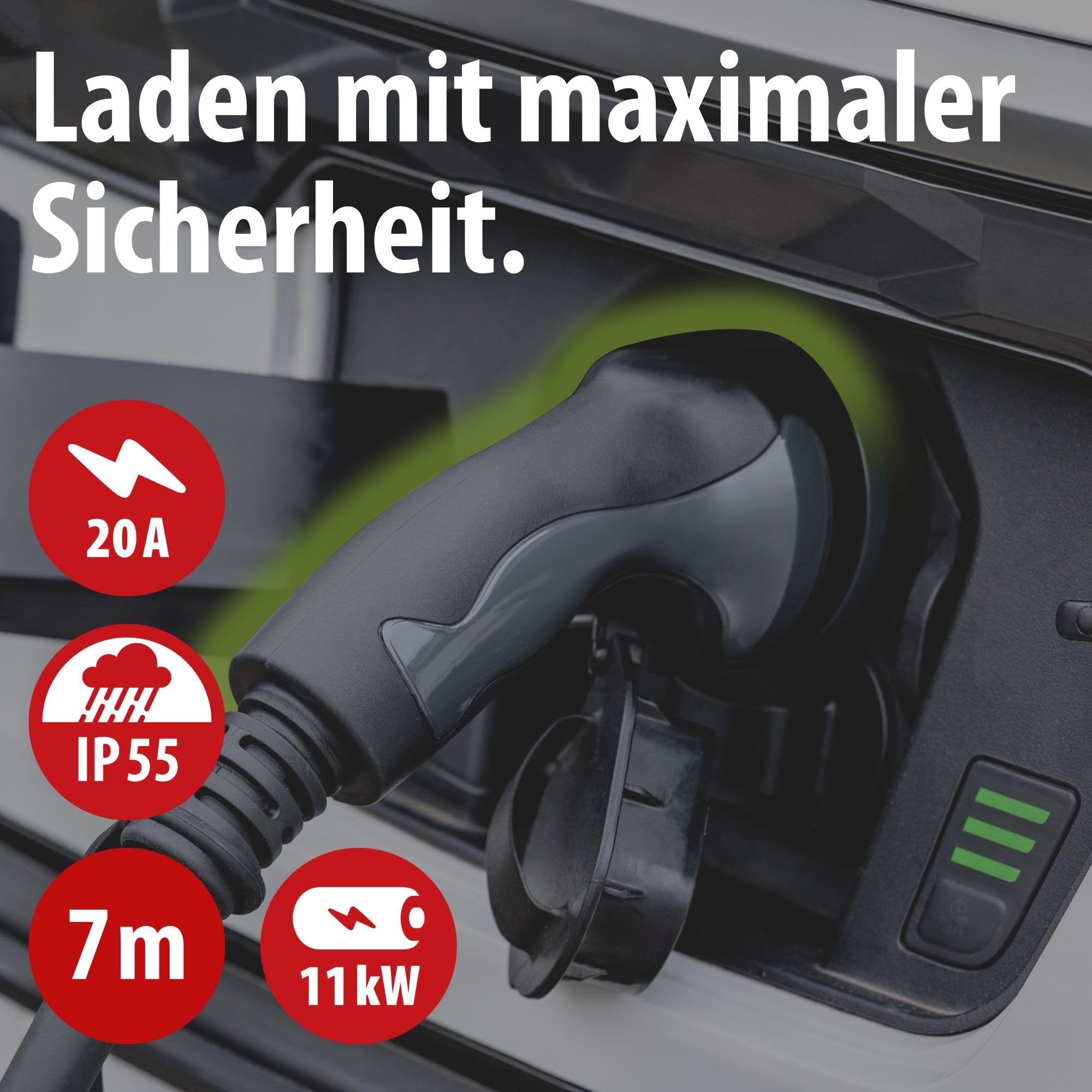 Brennenstuhl EV Typ 2 Ladekabel 11kW (E-Mobility Kabel 7m mit Tasche, IP55, Mode 3, 20A, für Elektro- & Hybridfahrzeuge BEV/PHEV)