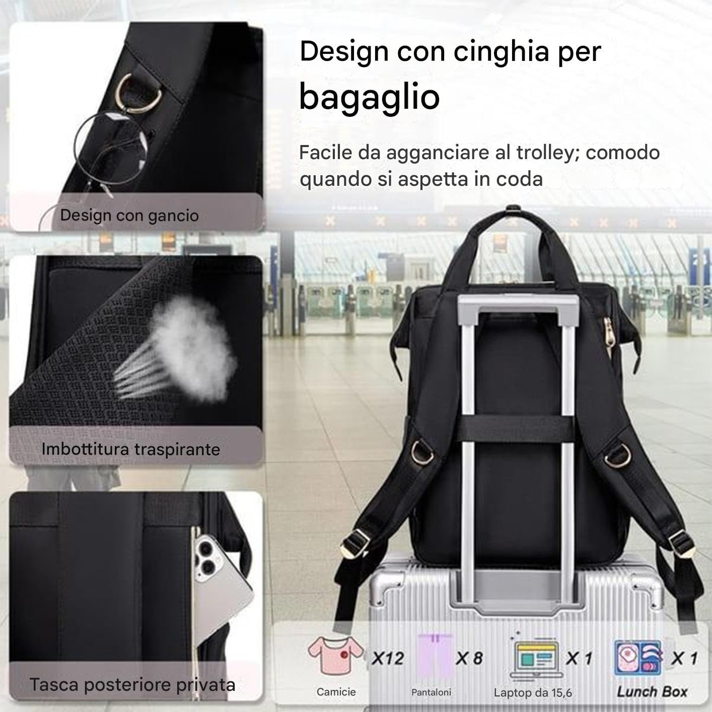 Zaino Per Il Pranzo: Zaino Isolato Per Laptop, Da Lavoro Con Dispositivo Di Raffreddamento Termico, Organizer Per Riporre Oggetti Di Grande Capacità, Compagno Di Viaggio Portatile | Per Studenti