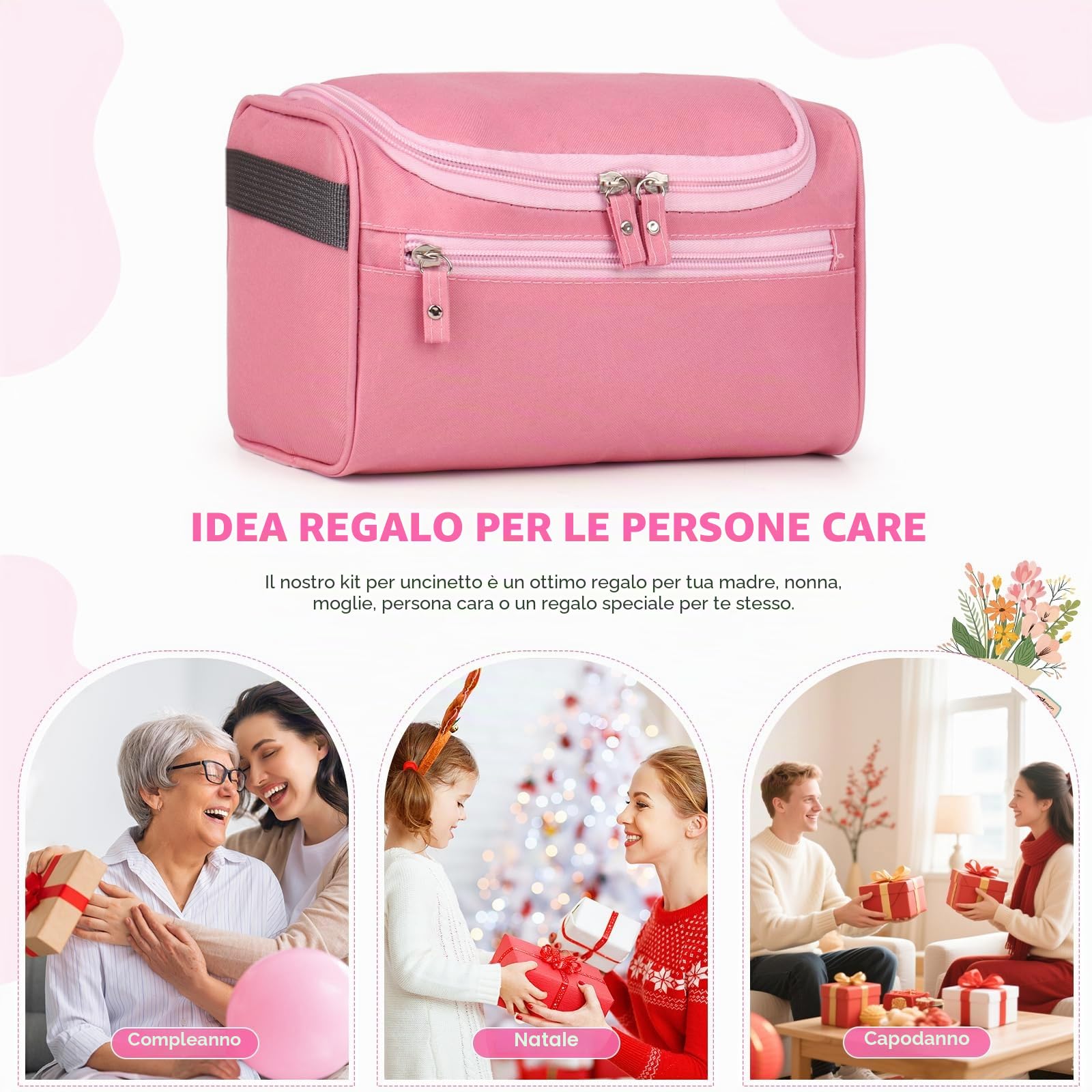 Reessy Kit per uncinetto, 88 pezzi, kit per uncinetto per principianti e adulti, include istruzioni ergonomiche uncinetti 15 pezzi × 25 g sacchetto per riporre i filati e accessori per maglieria, kit