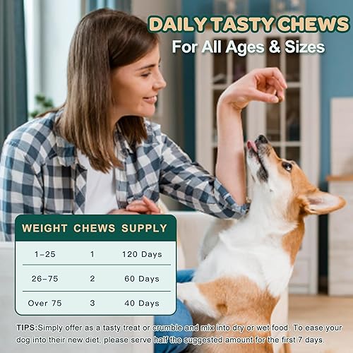 Miniatura 8 de Glucosamina para perros, suplemento de cadera y articulaciones para perros con condroitina, MSM, cúrcuma, omega-3 y calcio, la glucosamina para