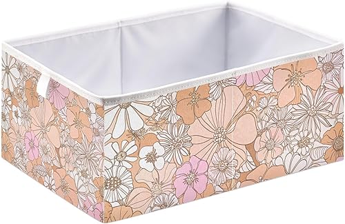 Miniatura 2 de Kigai Contenedores de almacenamiento con diseño floral retro, cubos grandes plegables de 11 x 11 x 11 pulgadas, cesta de almacenamiento para oficina