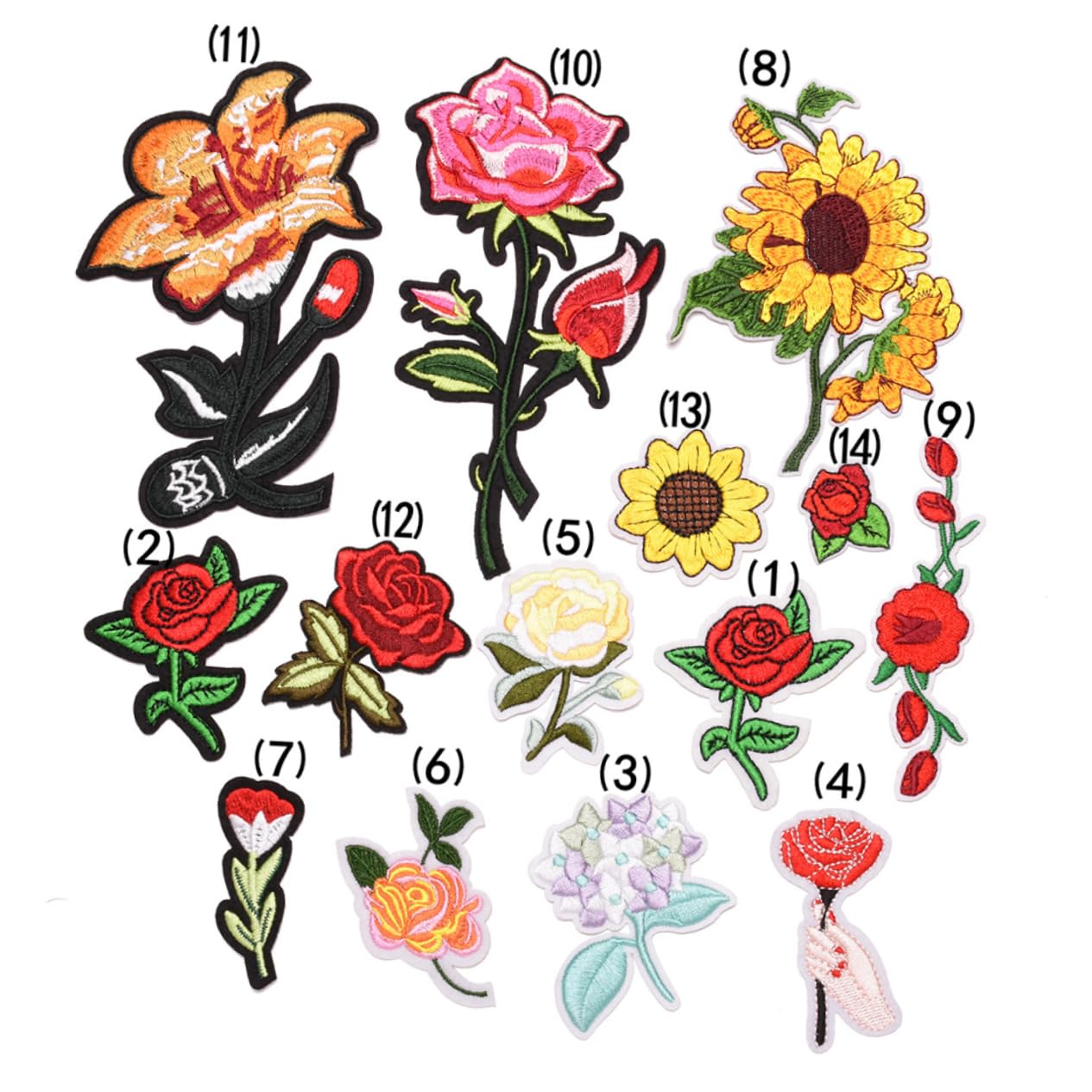 Operitacx 3 Sets Stickerei-aufnäher Zum Aufnähen Für Kleidung Dekorative Blumenapplikationen Zum Aufnähen Dekoration Für Hüte Westen Und Rucksäcke 14 Stück * 3