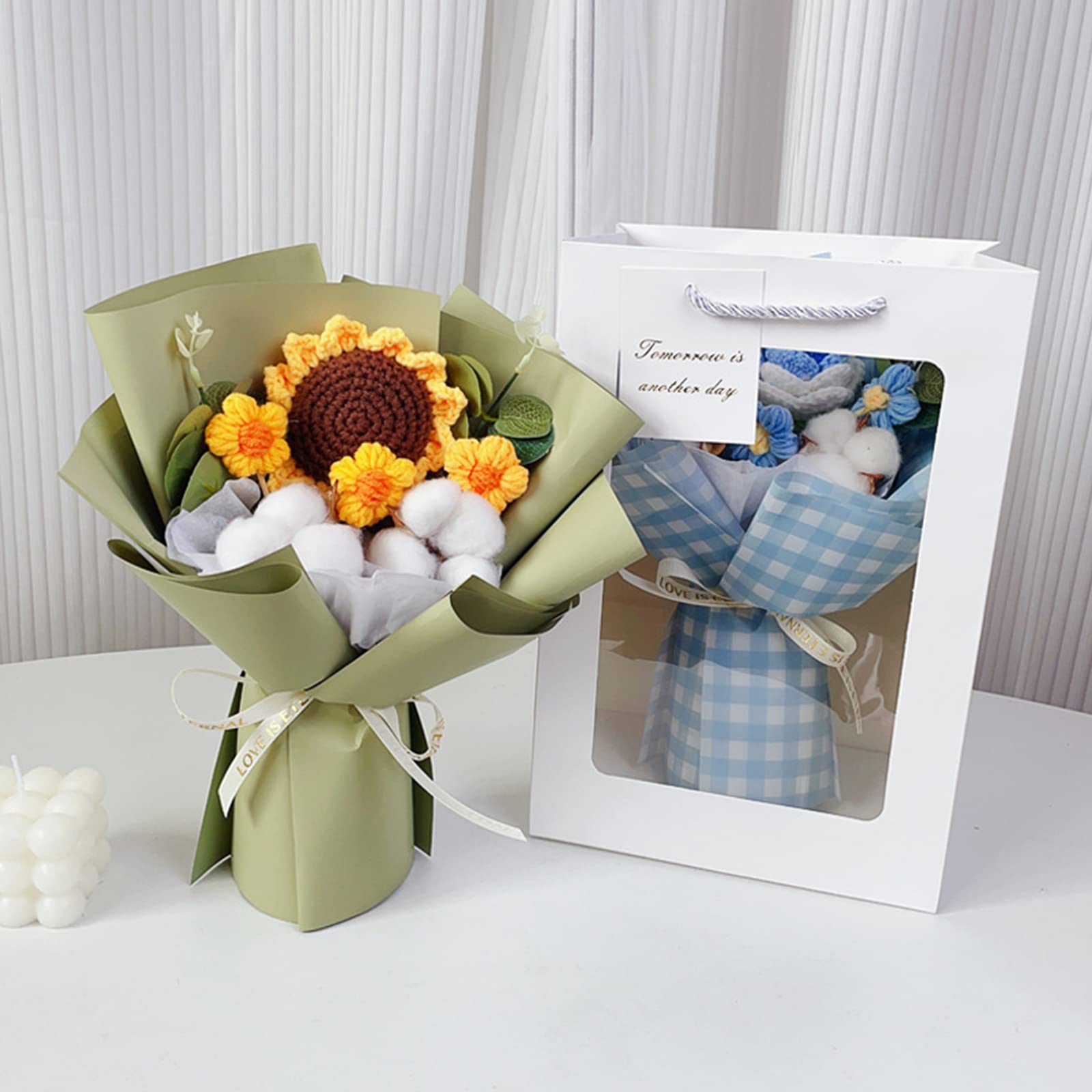 Kalttoy Flower Bouquet Handwoven Day Present Decoration for Children Girl Boys Bedroom Decoration Gift Crochet Flower Bouquet