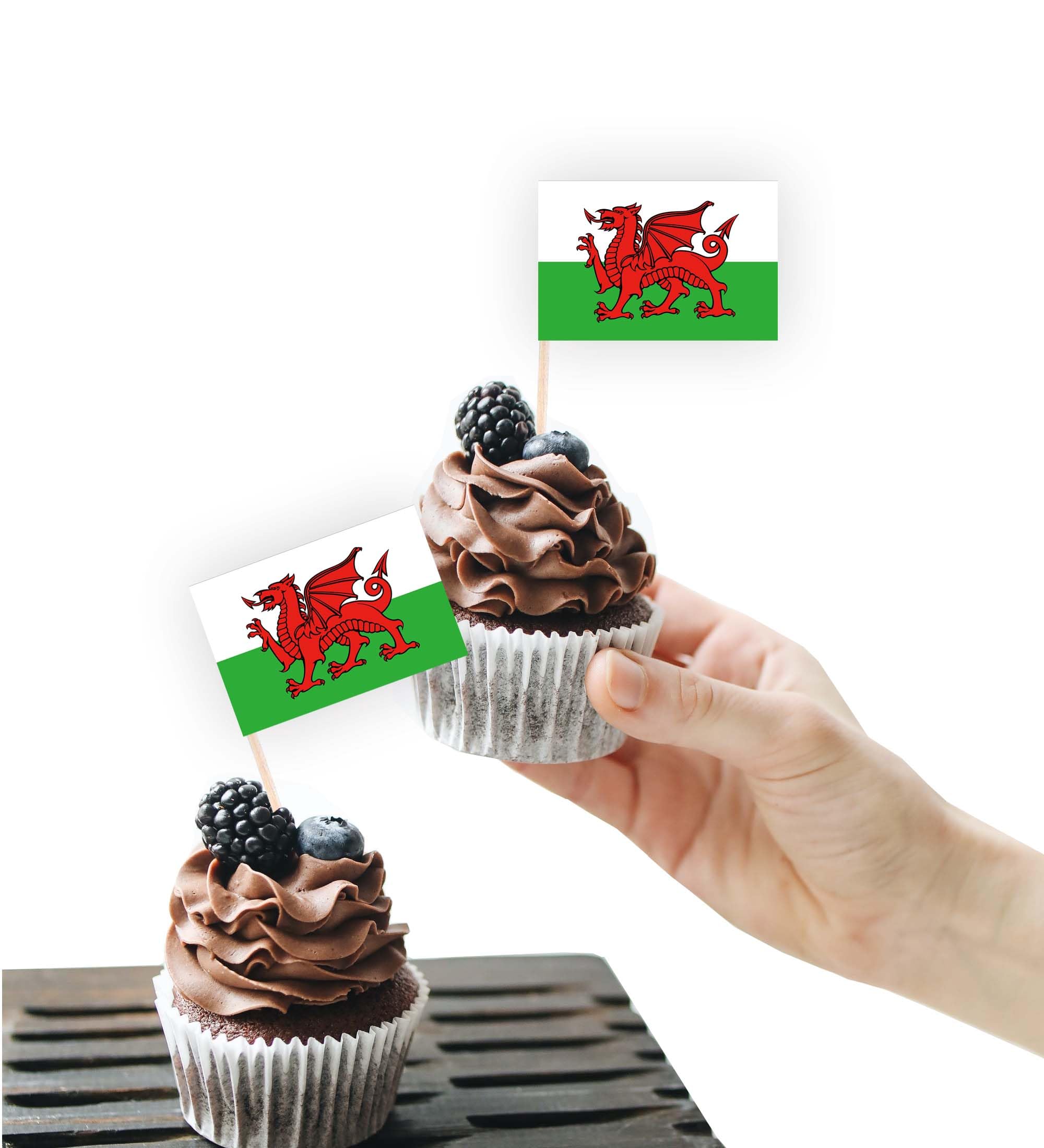 100PCS Welsh Flag Cake Topper,Wales Cupcake Stand For Party Decoration Supplies — image 1
