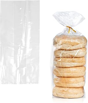 APQ Clear Gusseted Poly Bags, 6 x 3 x 18 Inches. Pack of 1000 Waterproof Side Gusseted Plastic Bags with Open Top. 2 Mil Thick Flat Bottom Clear Bag for Packaging Popcorn, Cookies, Bread