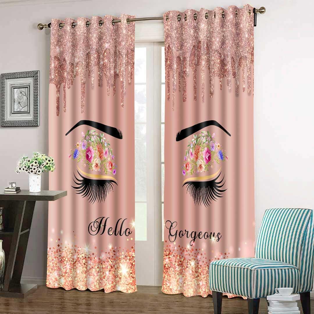 BSPPTI Hello Gorgeous Curtain Eyelashes Curtains Floral Flowers Eyes 42"x84" Thermal Insulated Room Darkening Curtains with Grommets 2 Panels Windows Drapes for Bedroom CLDWSP0382