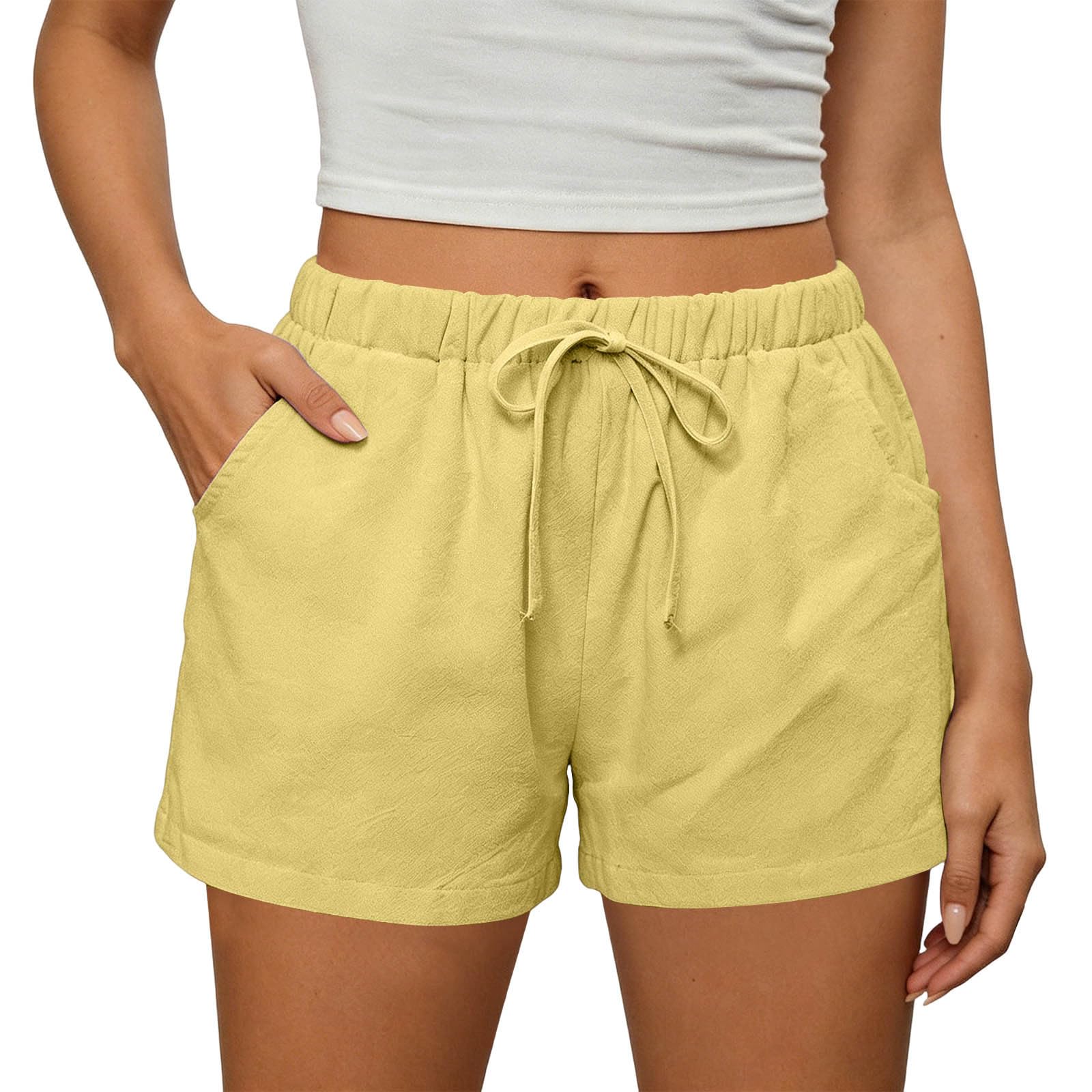 Beach Shorts for Women Vacation High Waisted Shorts Drawstring Short Pants Summer Comfy Travel Pants with Pockets — view 13