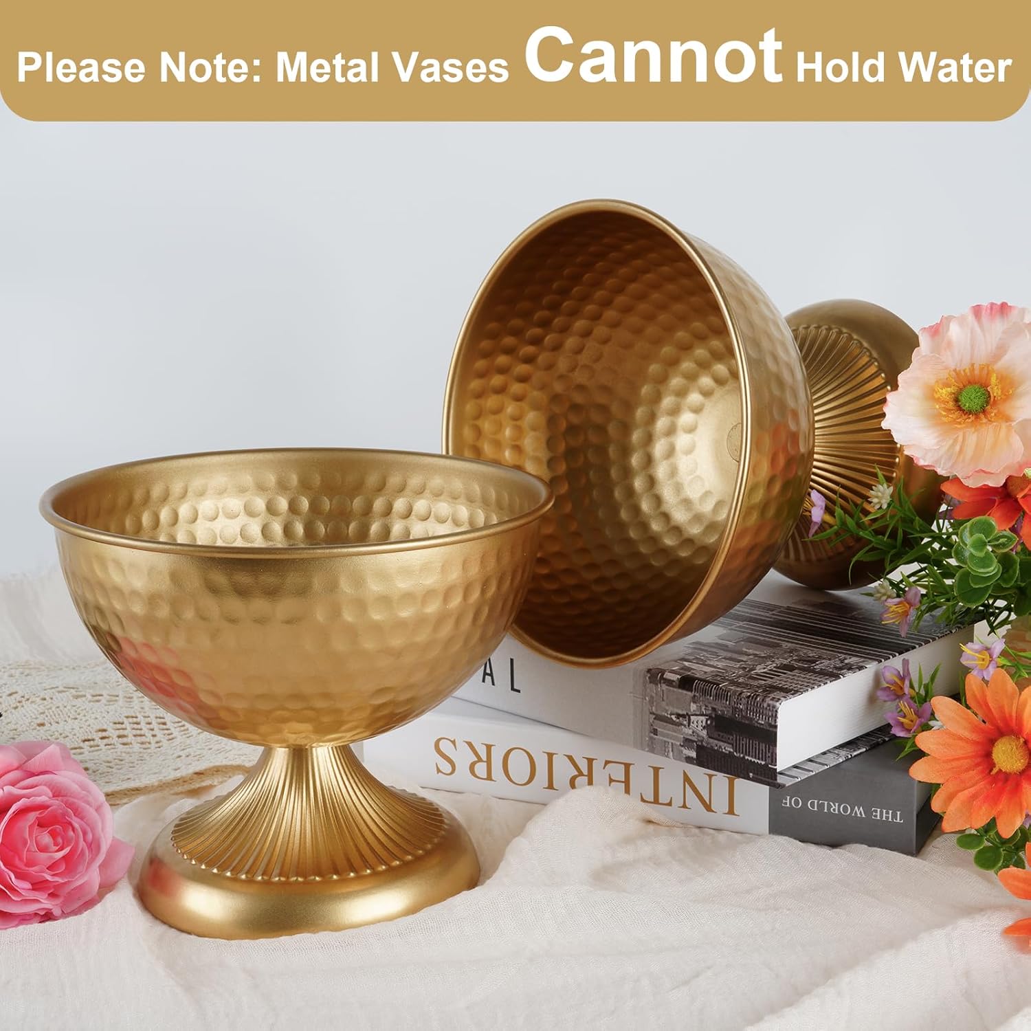 Gold Vases for Wedding Centerpieces, Set of 10 Metal Vase Small Table Centerpiece Flower Stands Wedding Arrangement for Weddings Reception Home Floral Decor Anniversary
