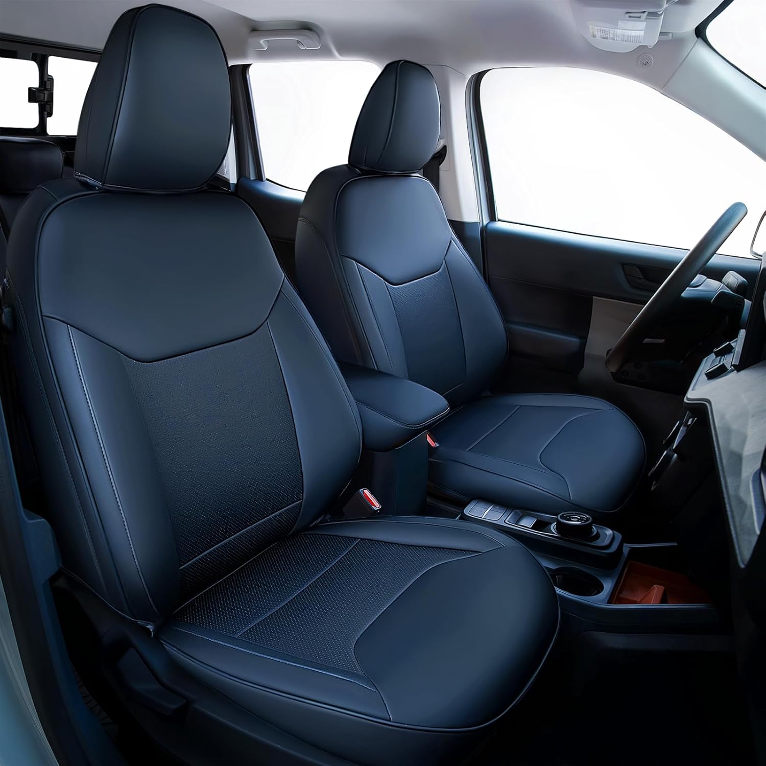 Leather Seat Covers Custom Fit for Maverick 2022-2025, Compatible with XL, XLT, Lobo, Lariat, Tremor Model - Armrest Covers Included - Faux Leather, Fully Covered, Fit Like a Glove