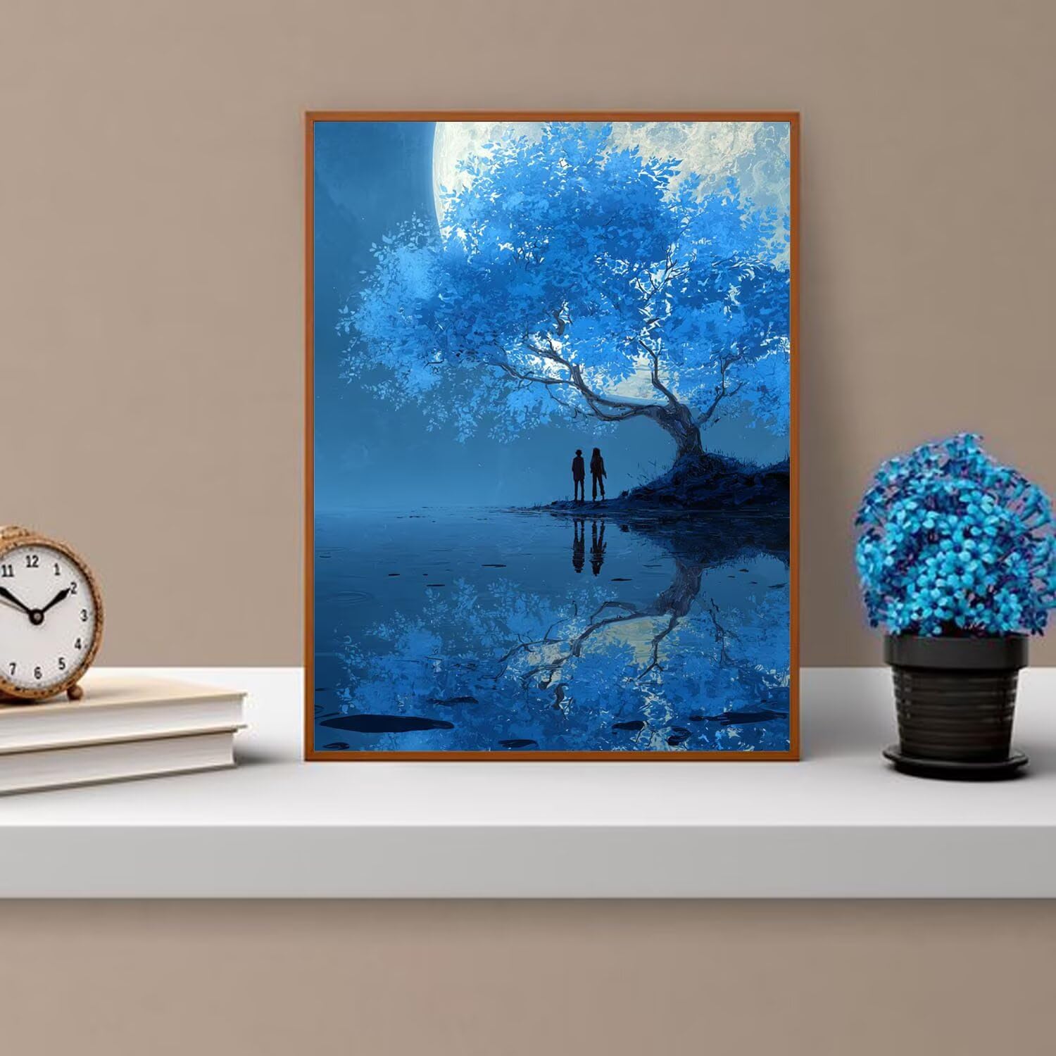 Dipingere con i Numeri Adulti Albero, blu Dipingere con i Numeri Bambini DIY Kit, Set Premium con Pennelli, Decorazione Casa & Creativo Regalo di Compleanno, Attività di Tempo libero 70x95cm z-394