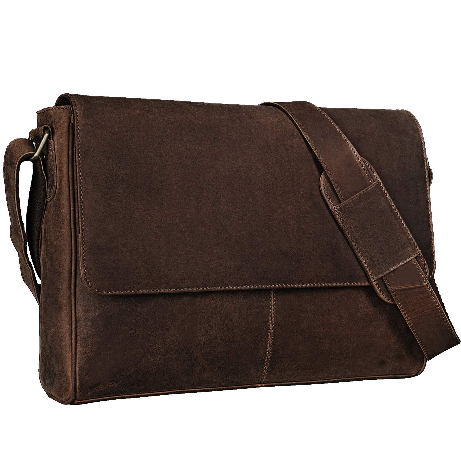 STILORD 'Oskar' Vintage Messenger Bag Uomo Donna Pelle/Borsa a Tracolla/Università Cuoio 15.6 pollici Laptop Borsa Affari e Ufficio Vera Pelle, Colore:marrone medio
