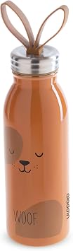Aladdin Zoo Thermavac Stainless Steel Water Bottle 0.43L Dog Soft Silicone fingerloop - Double Wall Vacuum Insulated Reusable Water Bottle - Keeps Cold for 7 Hours - BPA-Free - Leakproof