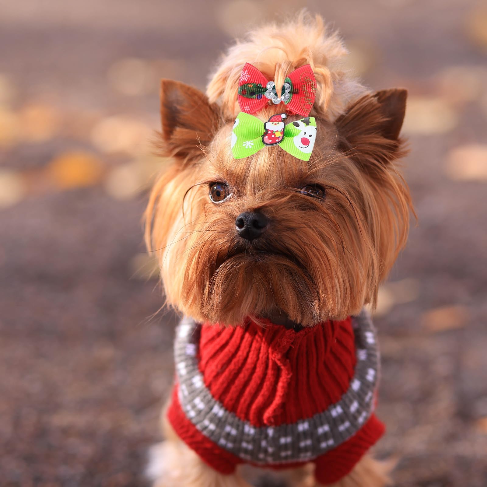 BESPORTBLE 200 Unidades Lazo de Pelo para Mascotas Navideño, Adorno de