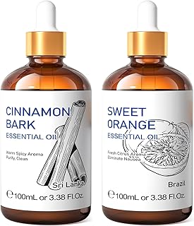 HIQILI Cinnamon Essential Oil and Sweet Orange Essential Oil, 100% Pure Natural for Diffuser - 3.38 Fl Oz