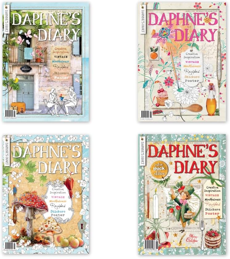 Daphne's Diary Magazine Annual Set 2025 | Issues #1–8 | Creative Lifestyle Magazine | Full of Inspiration for Journaling, Mindfulness, Drawing, Cooking & Travel | 8 Issues