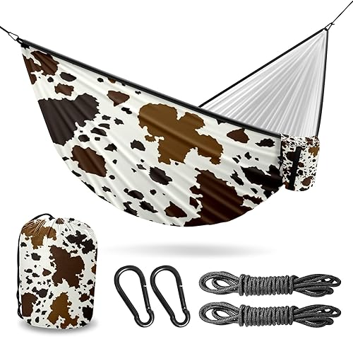 Miniatura 12 de Hamaca de camping al aire libre con estampado de leopardo, color camuflaje, hamacas dobles individuales con 2 correas de árbol, hamacas de nailon