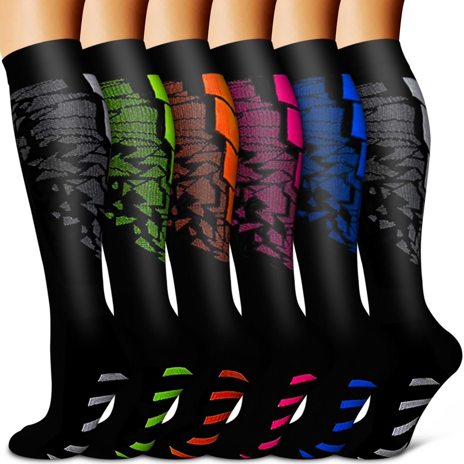 Copper Compression Socks for Women &amp; Men (6 pairs) - Best Support for Nurses, Running, Hiking, Recovery