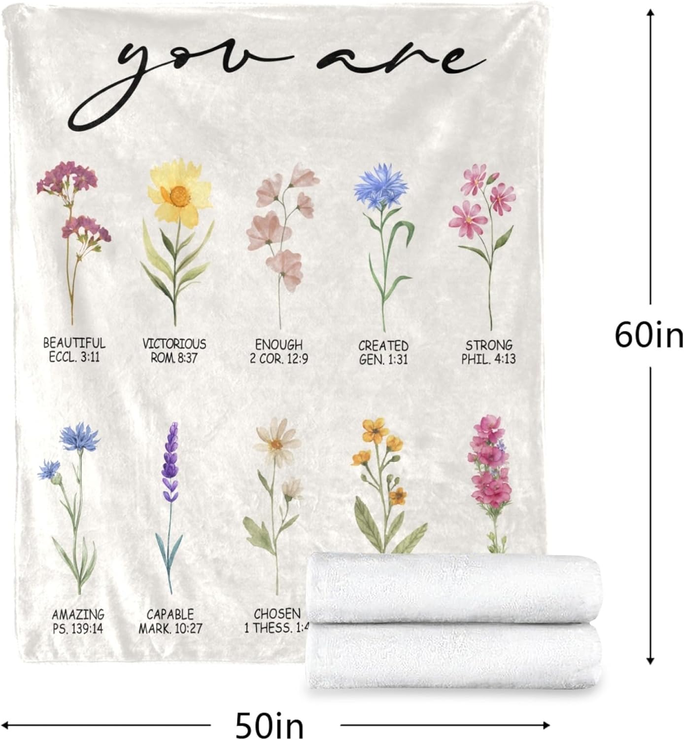 Christian Gifts for Women, Soft Flower Throw Blanket with Scripture, Baptism Gifts for Girl, Religious Spiritual Inspirational Birthday Gifts for Women, Christian Blankets 50'' x 60'' - Image 7