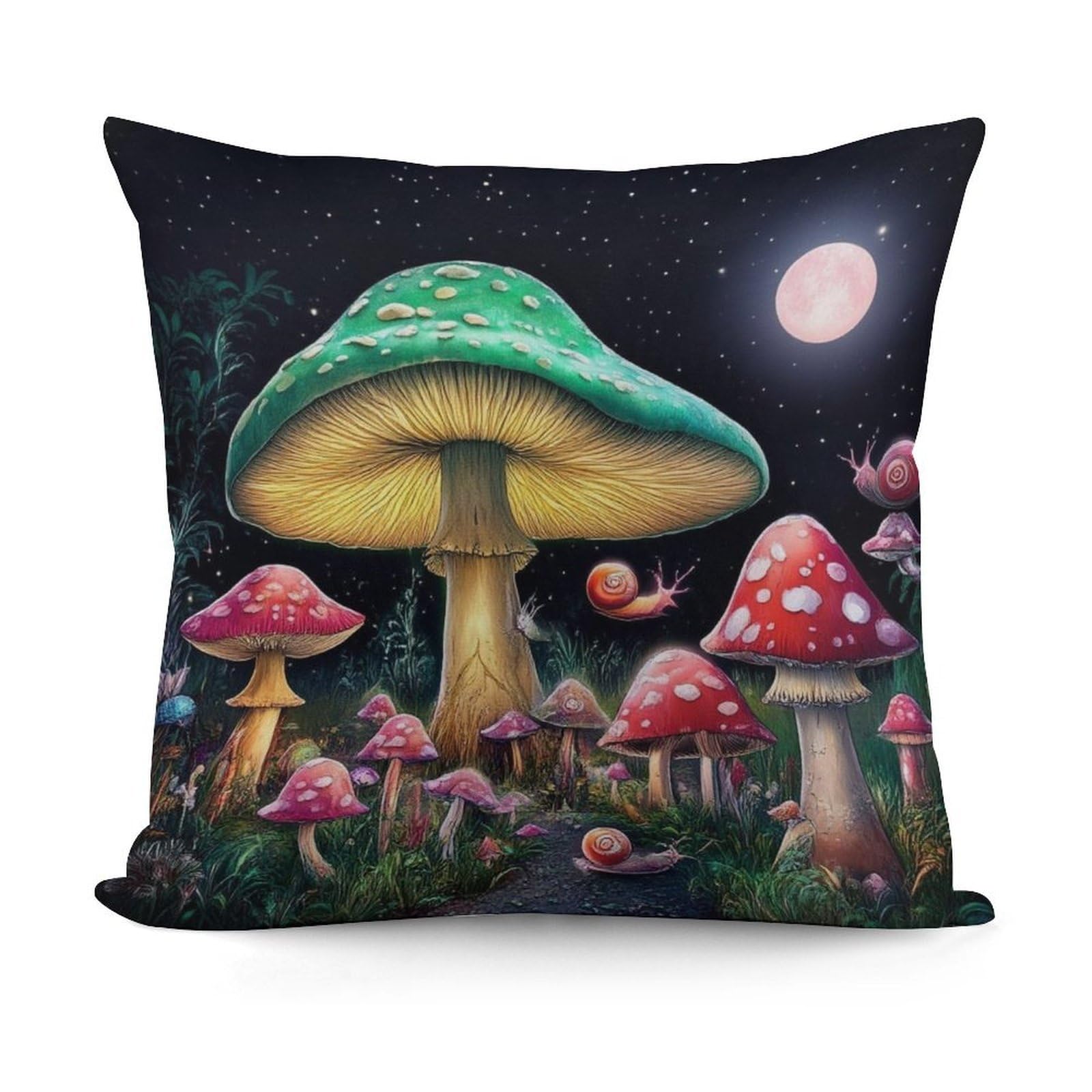 Smazdfxx Picture(613) Pattern Decorative Throw Pillow Covers For Sofa Bedroom Living Room Pillow Shell Trippy Magic Mushrooms Art
