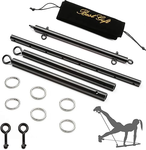 Miniatura 3 de 2 barras esparcidoras negras expandibles con 4 correas ajustables de piel roja, equipo de entrenamiento deportivo, equipo de acondicionamiento