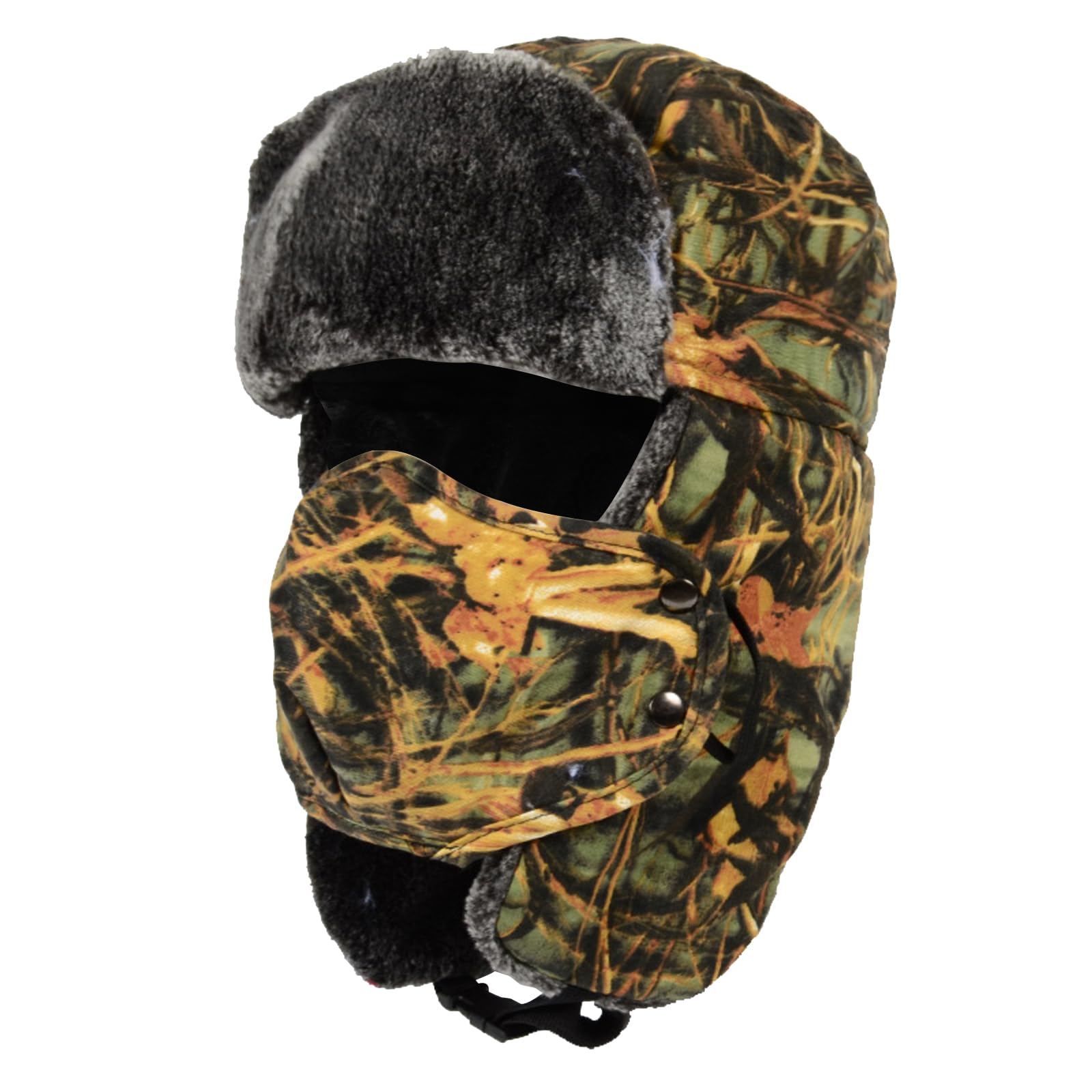 TAGVO Camouflage Trapper Hat Bomber Hat, Winter Warm Ear Flap, Trooper Hat with Windproof Face Mask, Unisex Faux Fur Tactical Hunting Hat Ushanka Hat for Skiing, Skating and Outdoor Sports