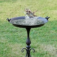 MNRYLKB 18" Dia x 28" H Large Metal Bird Bath with Stand - Rust-Proof Wrought Iron Outdoor Garden Bird Feeder & Bath Decor