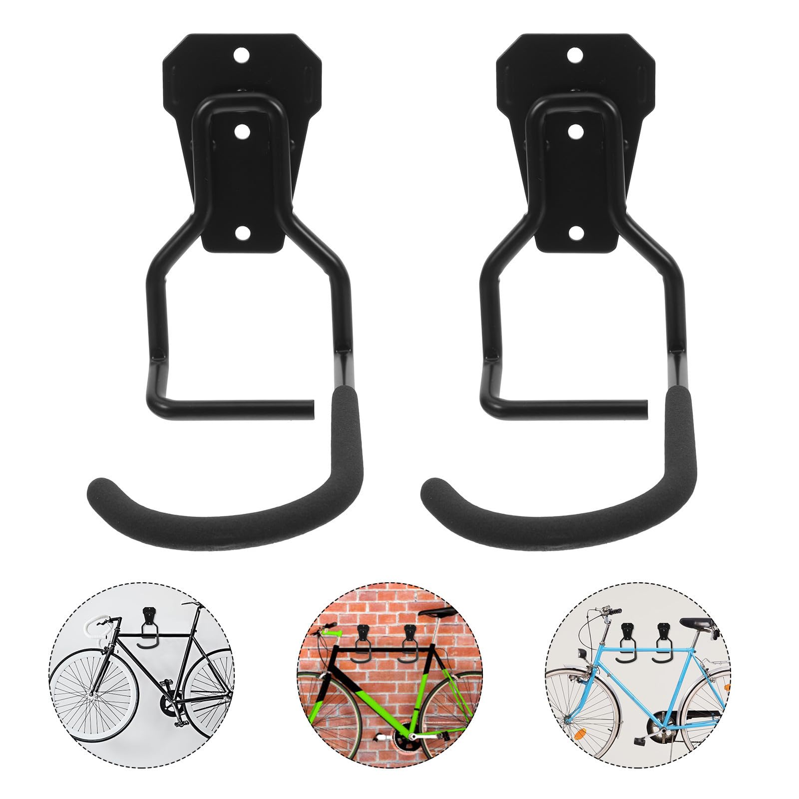 Holibanna 4 Pezzi Gancio da Garage per Bici e Attrezzi, Ferro Nero, Montaggio a Parete, Salvaspazio, Supporto per Bicicletta e Utensili da Giardino