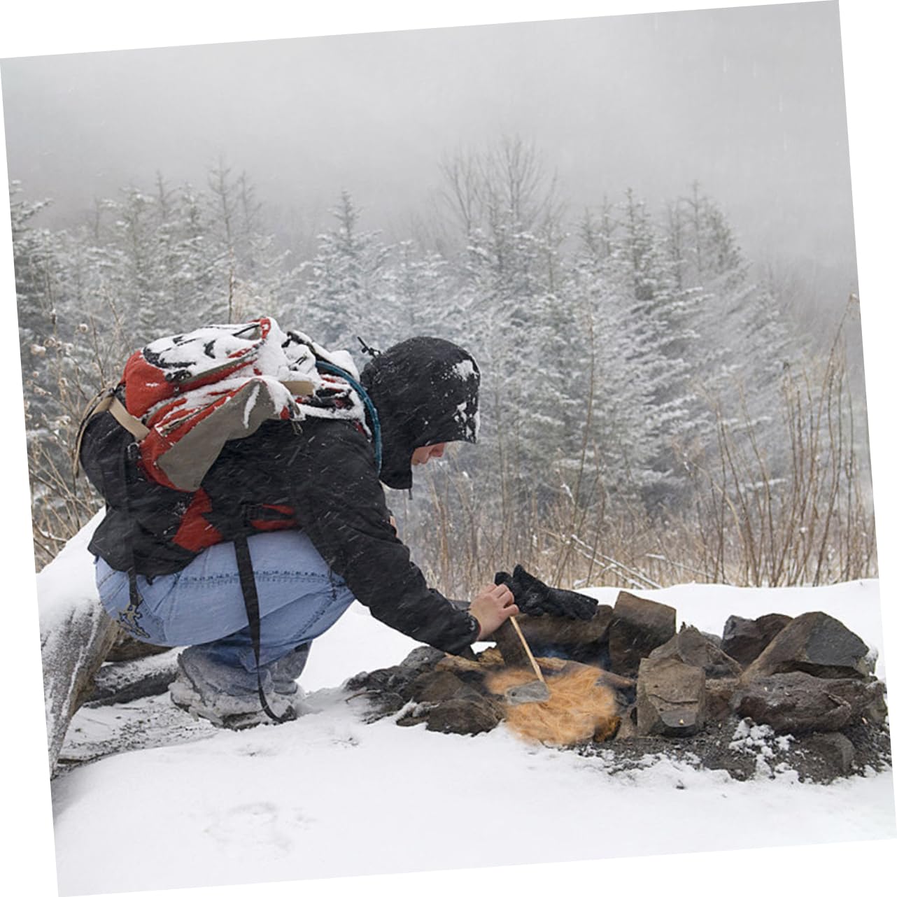 KOMBIUDA 4 Pack Natural Jute Silk Fire Starter Tool for Camping Emergency Outdoor Activities