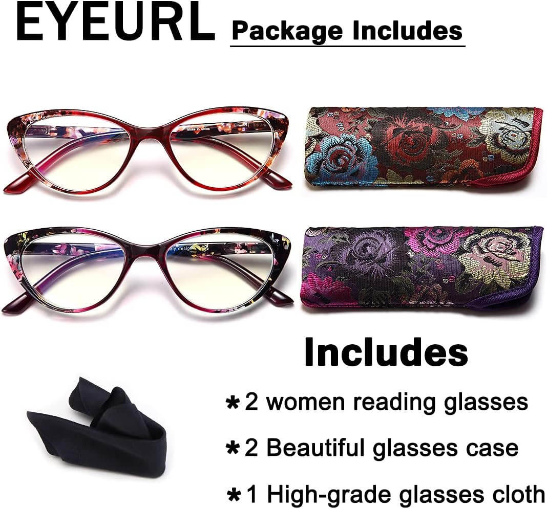 Cat Eye Blue Light Blocking Glasses for Womens - 2 Pairs Lightweight Blue Screen Computer Eyeglasses Anti Glare Glasses - Image 8