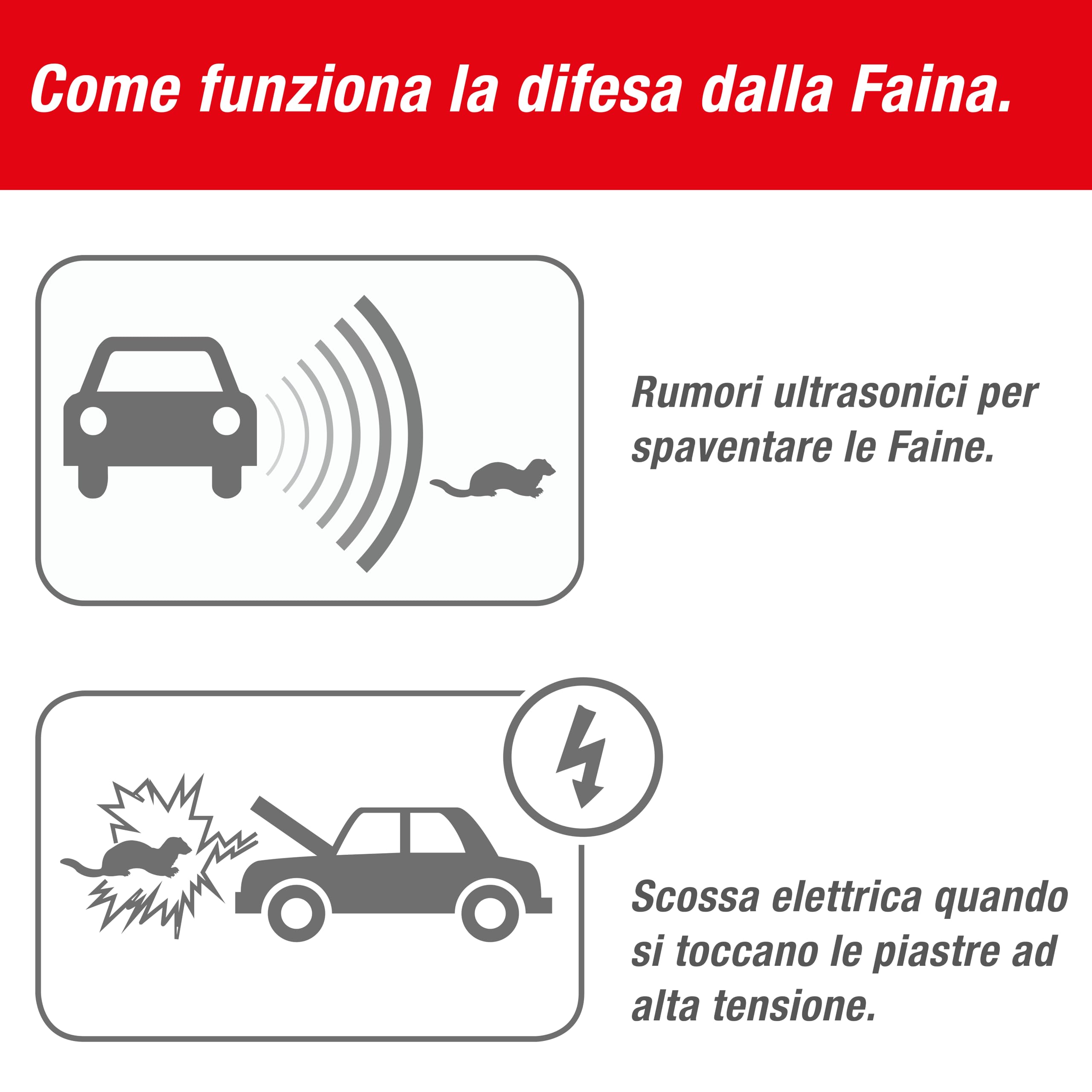 SWISSINNO Repellente Indoor Martore, Ultrasuoni Auto alta tensione 12V Batteria Auto - Martora Repellente per proteggere Dalle Martore nel Vano Motore, Protezione Immediata e a Lungo Termine