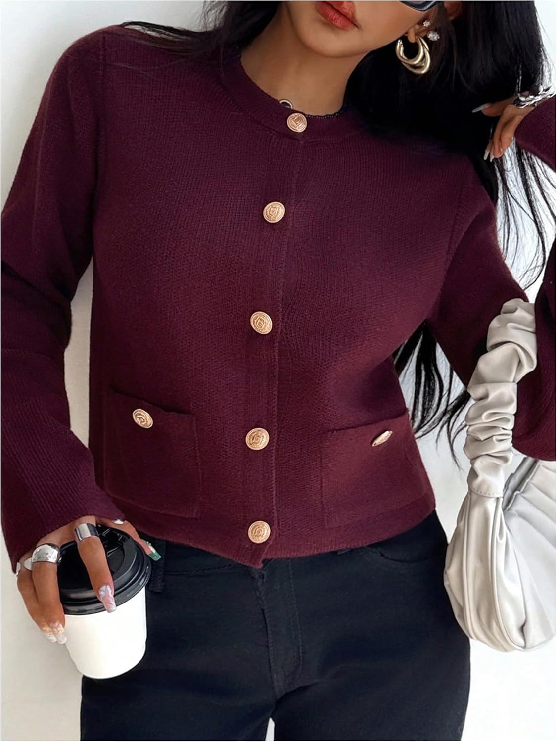 GORGLITTER Women's Cardigan Sweaters Trendy Oversized Knit Chunky Button up Cardigans Fall Winter Outfits - Image 3