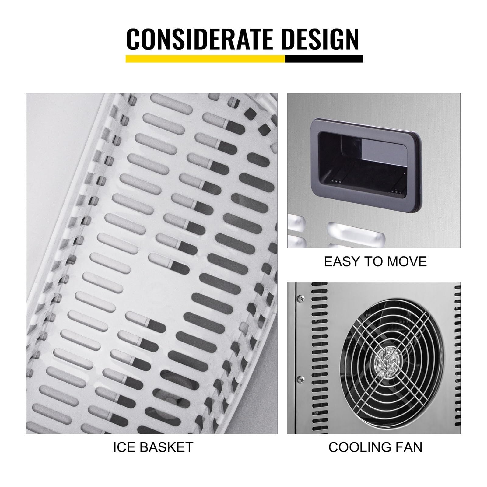 Máquina de Hielo eléctrica de 18 KG por 24 Horas, llenado de Agua Manual automático, máquina portátil for Hacer Hielo en Cubos for Bar en casa